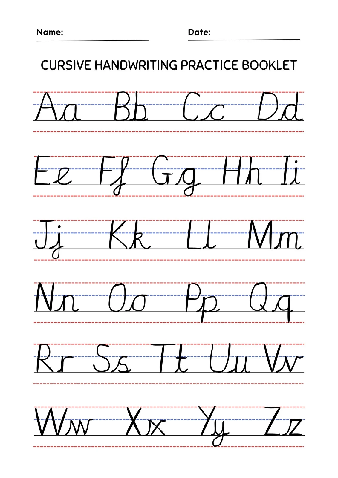 Free Cursive Worksheets Printable Pdf