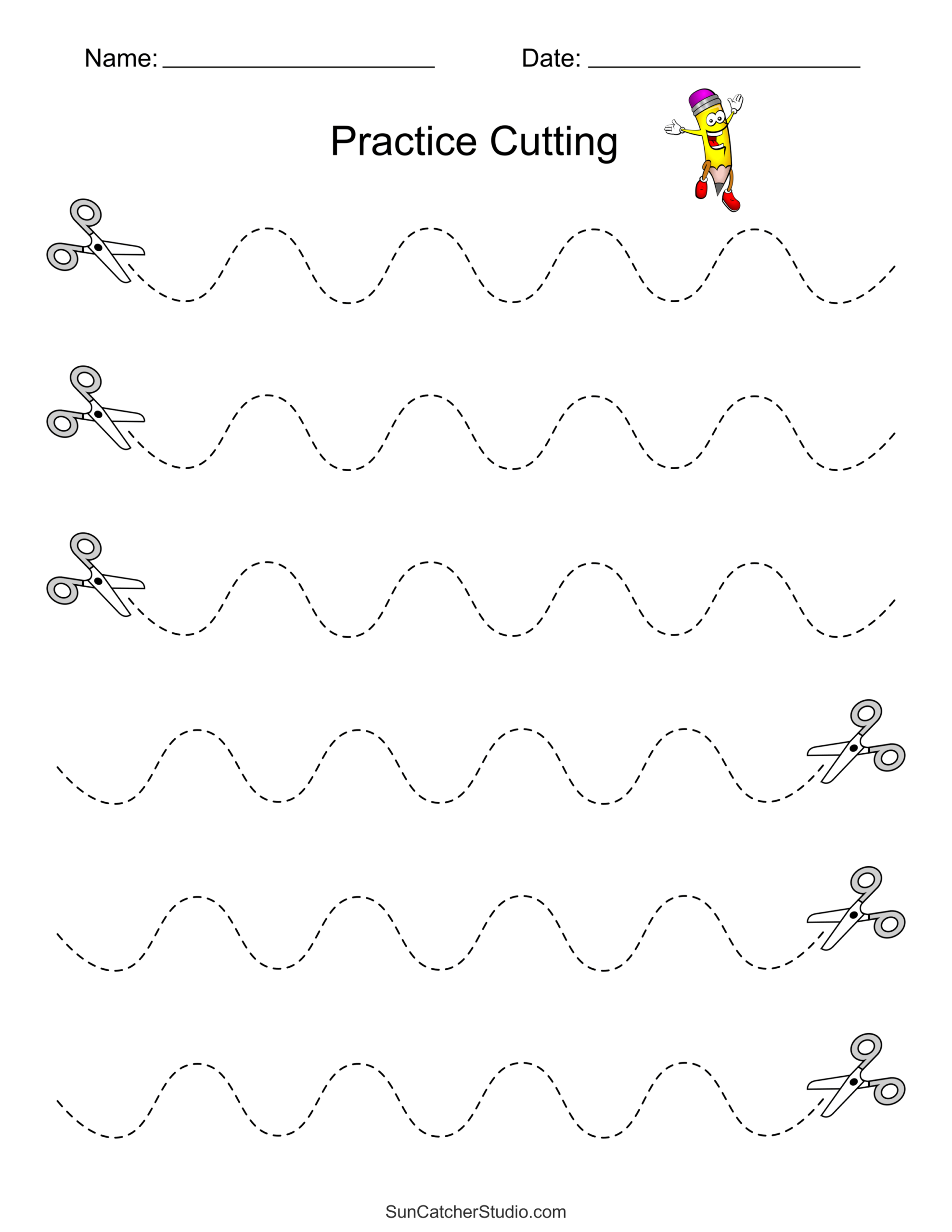 Cutting Worksheet For Preschoolers Printable