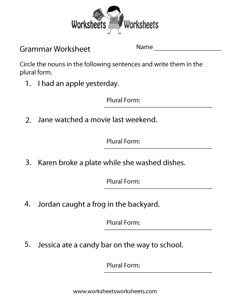 Free Printable Grammar Worksheets Pdf
