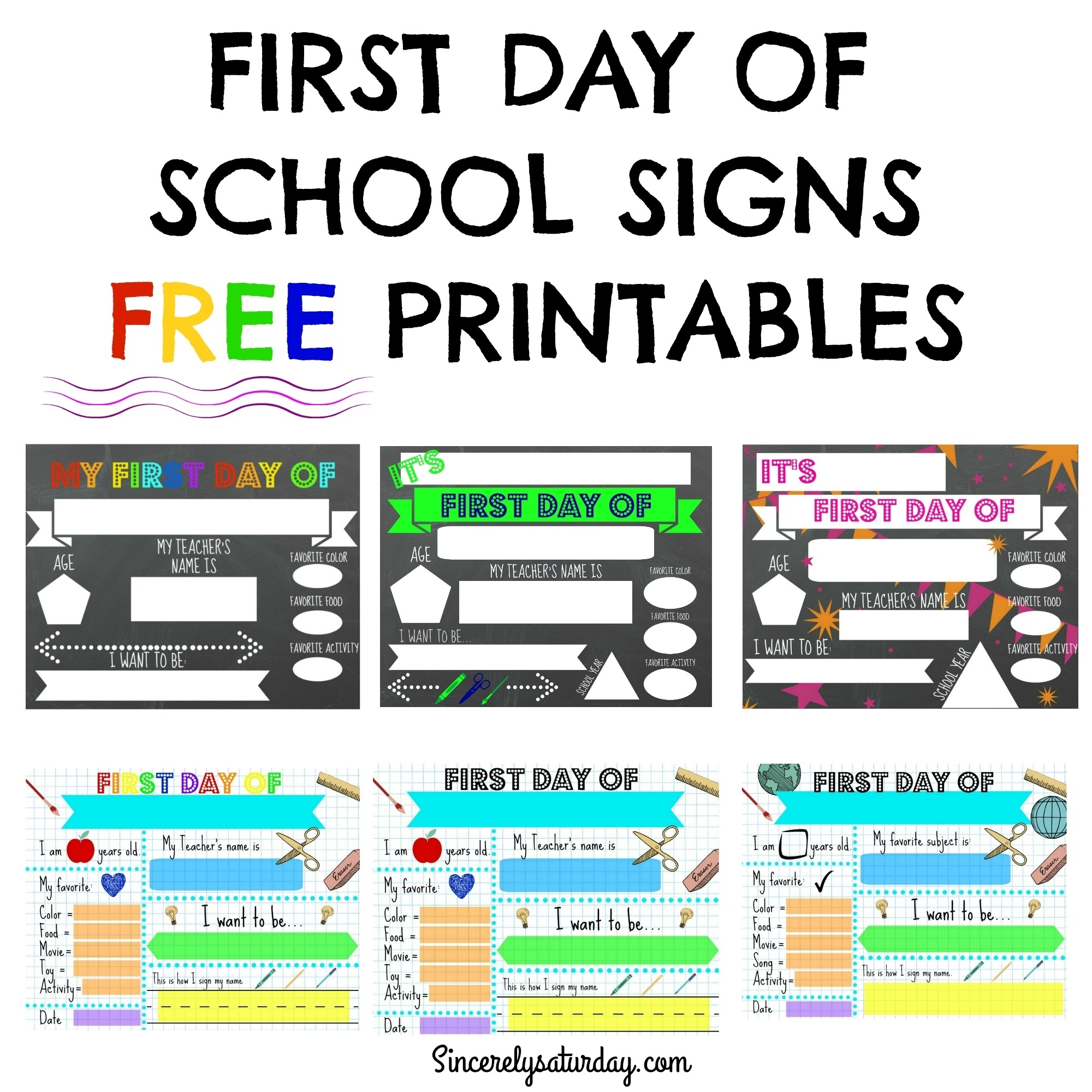 Free First Day Of School Printables