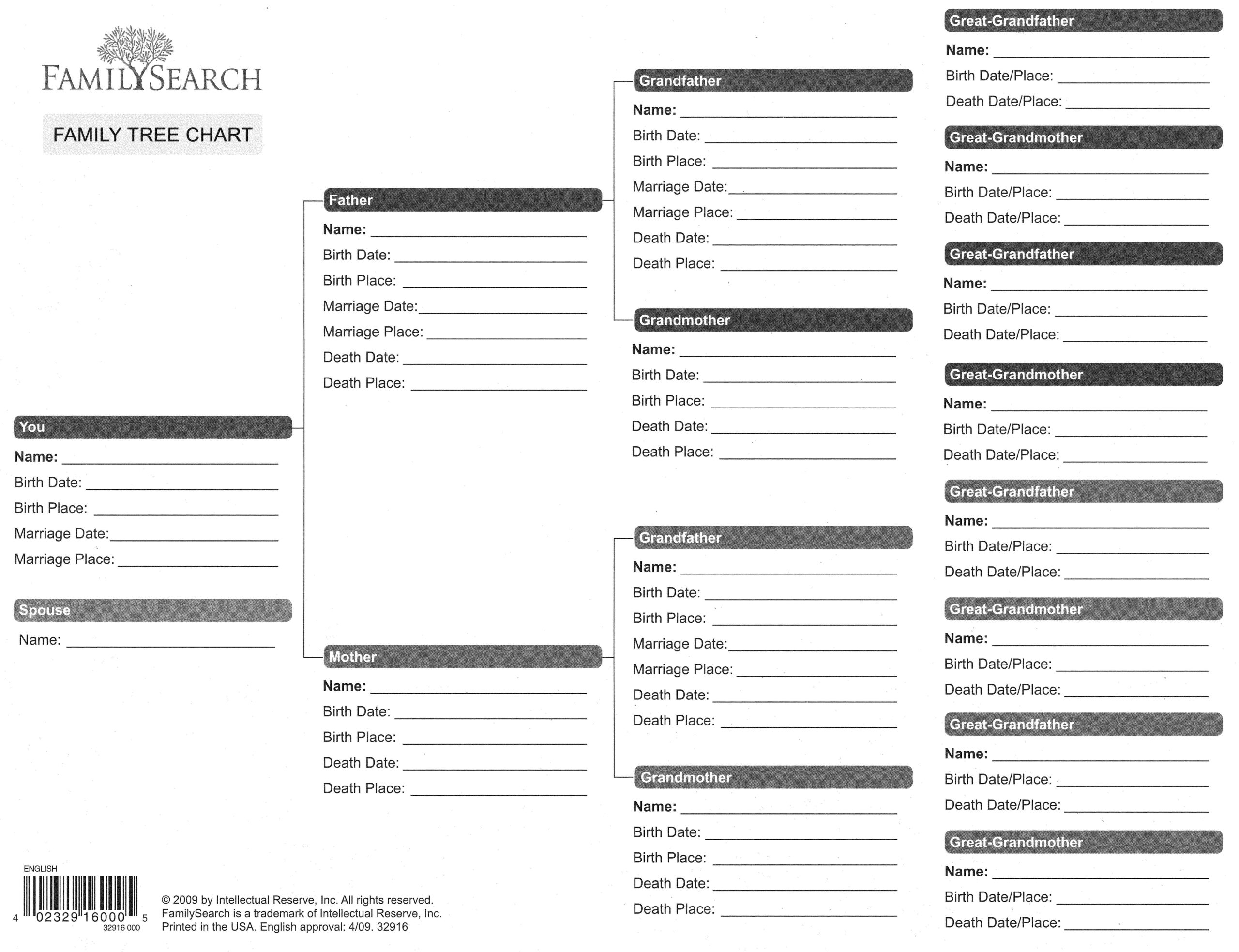 Printable Genealogy Forms Individual Worksheet