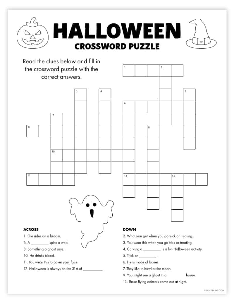 Halloween Crossword Puzzles Printable Adults