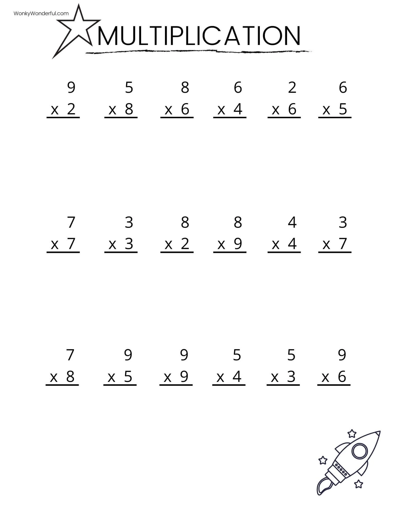 free printable multiplication worksheets wonkywonderful