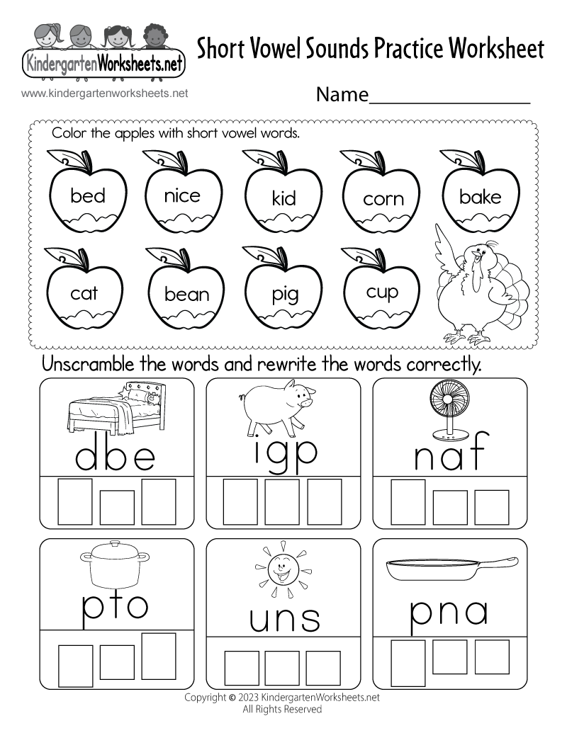 Free Printable Short Vowel Worksheets