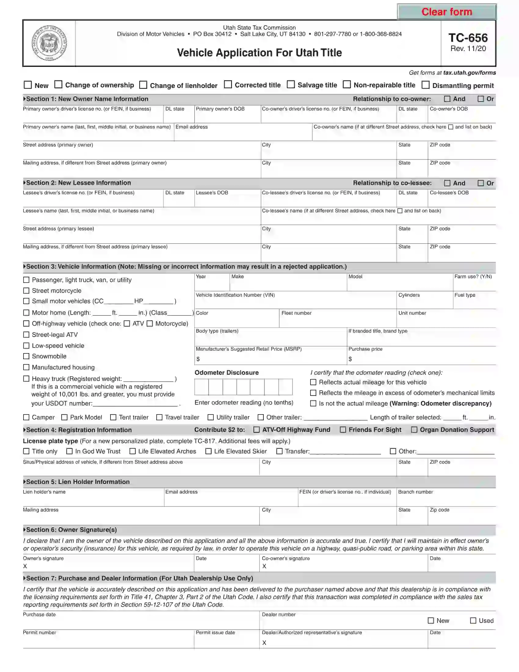 Free Utah Bill Of Sale Forms PDF FormsPal