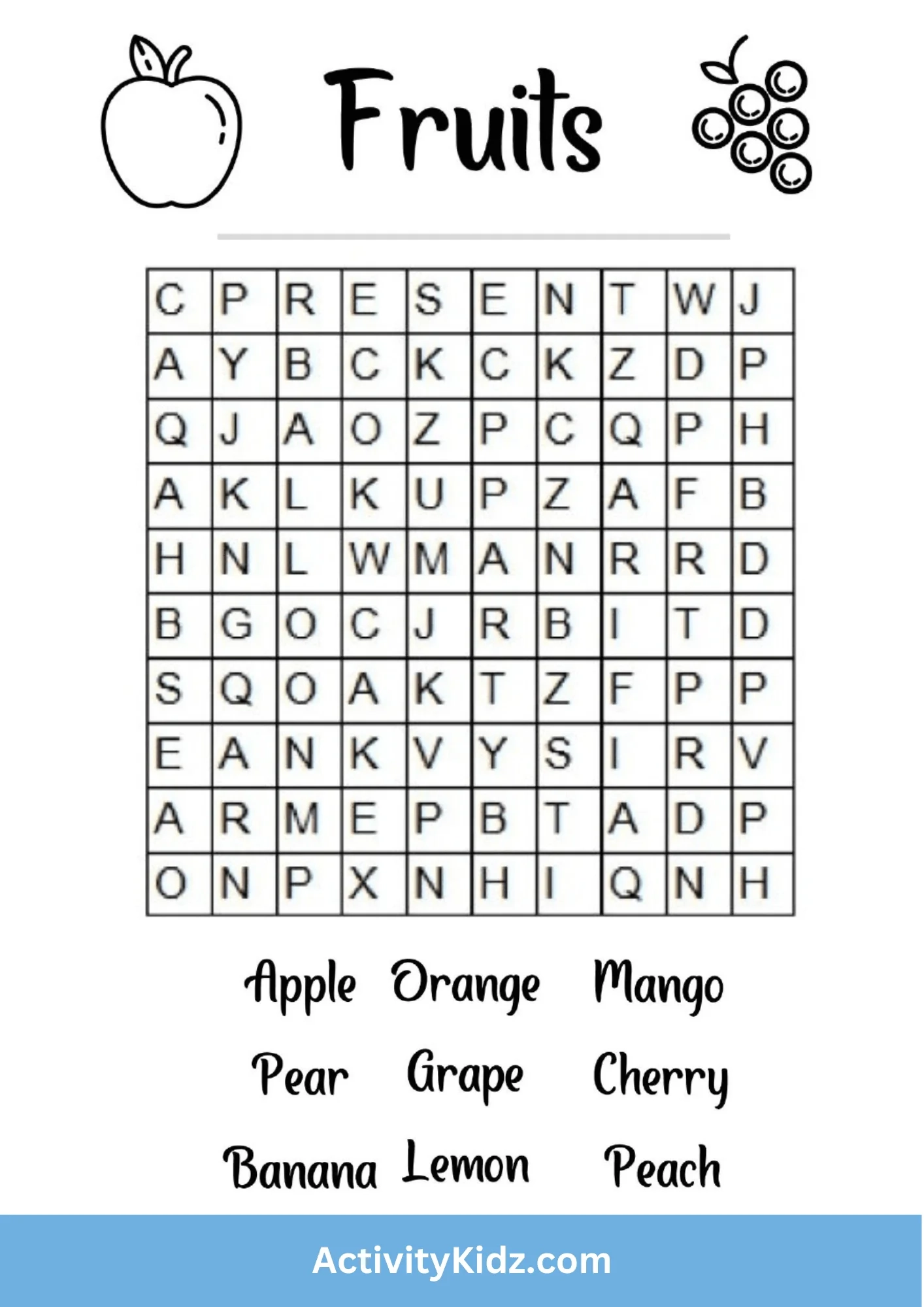 Printable Word Search Puzzles Easy