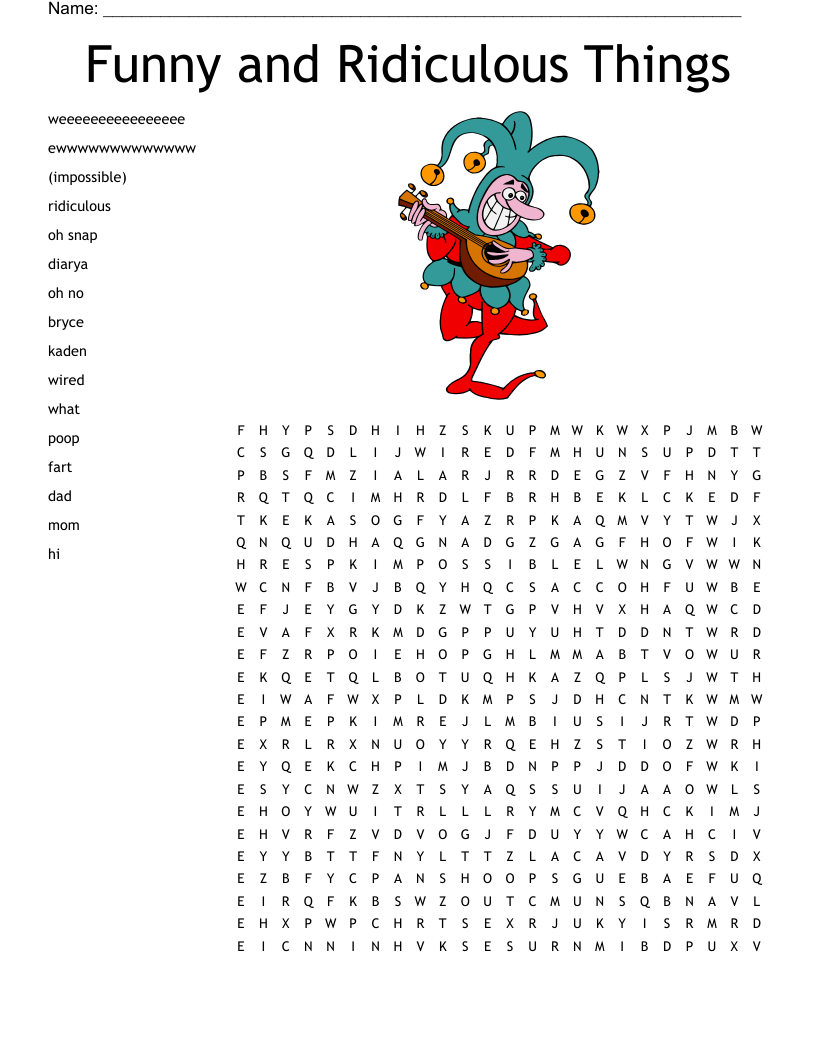 Funny Word Searches Printable
