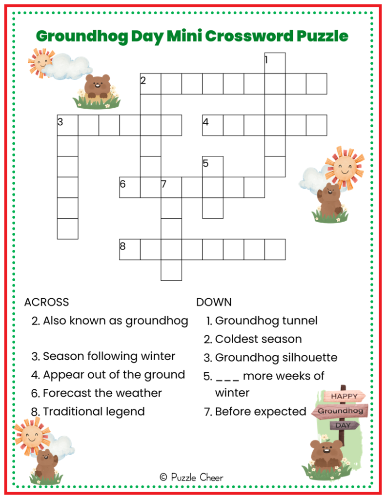 Mini Crossword Puzzles Printable