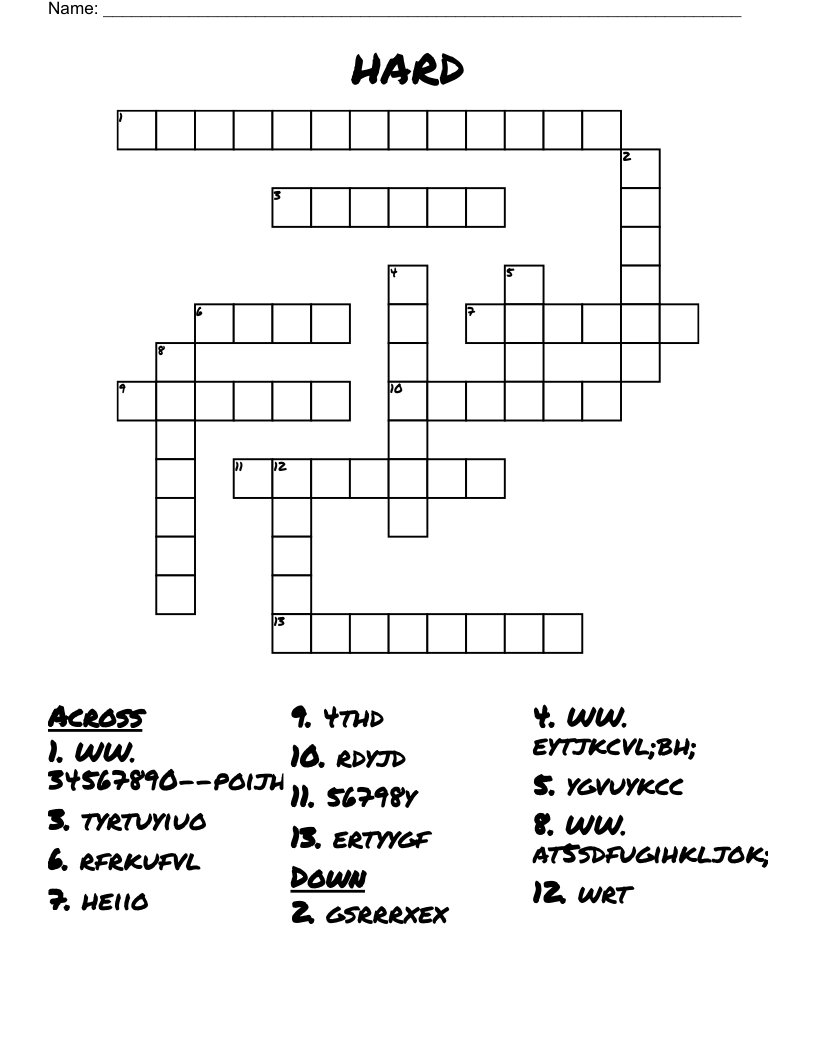 Hard Printable Crossword Puzzles Pdf