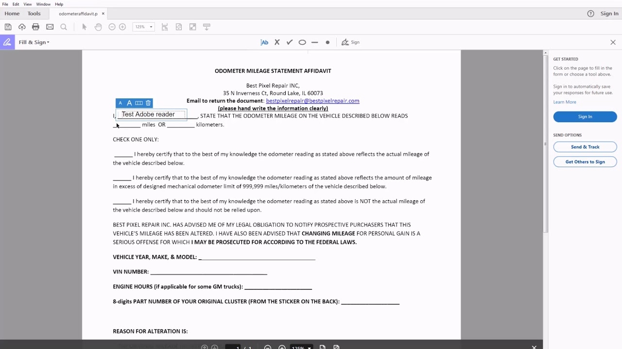 How To Fill Out The Odometer Statement Form Without A Printer And A Scanner
