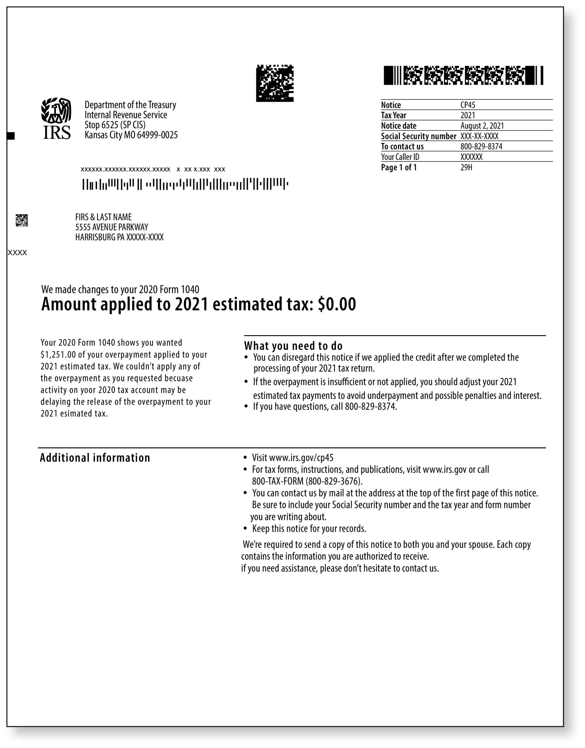 How To Handle IRS Notice CP45 Payment To Estimated Tax