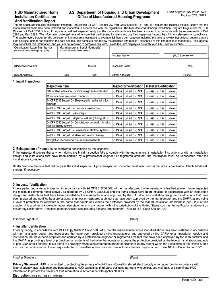 Hud 309 Form Fill Out amp Sign Online DocHub