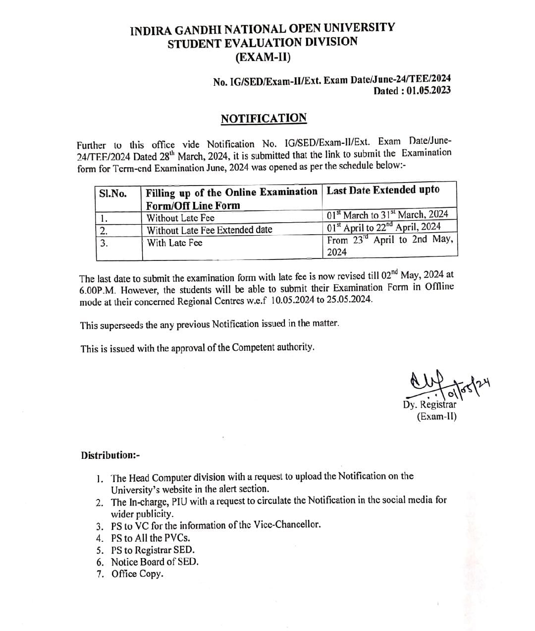 Ignou Exam Form June 2026