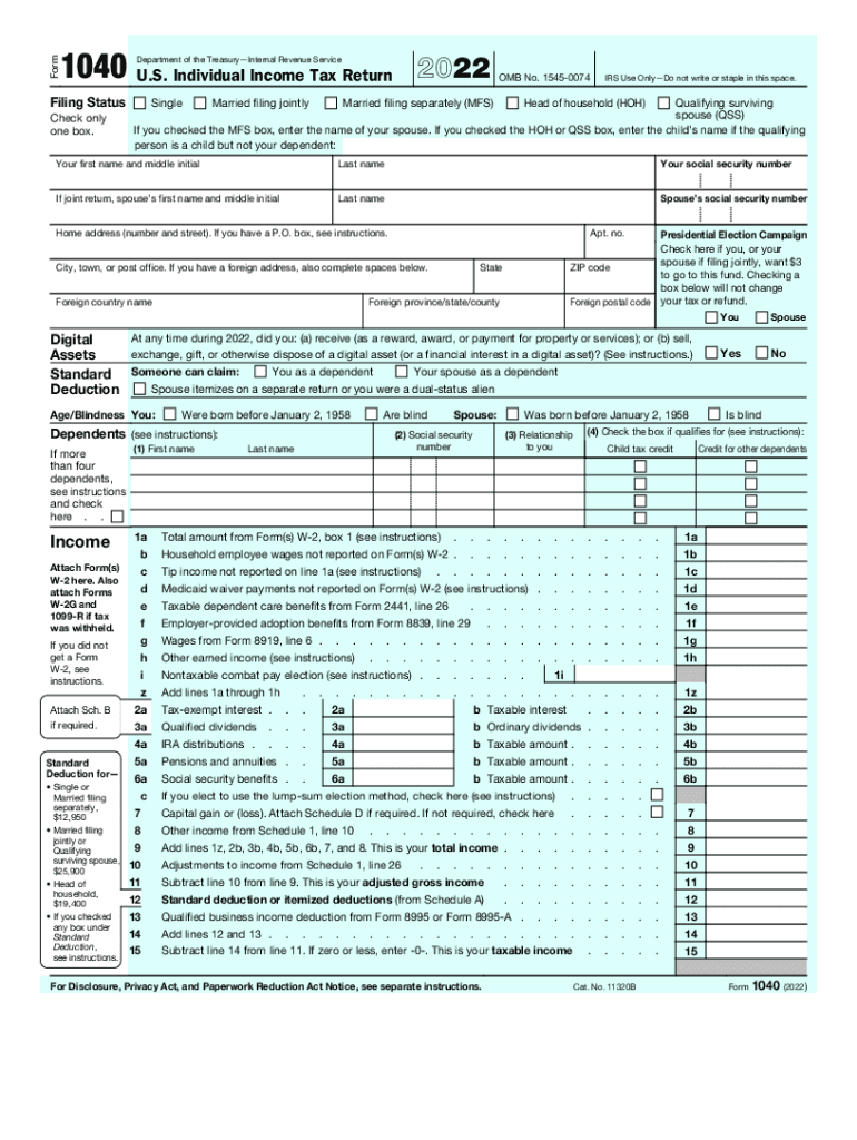 2022 Irs Form 1040 Instructions