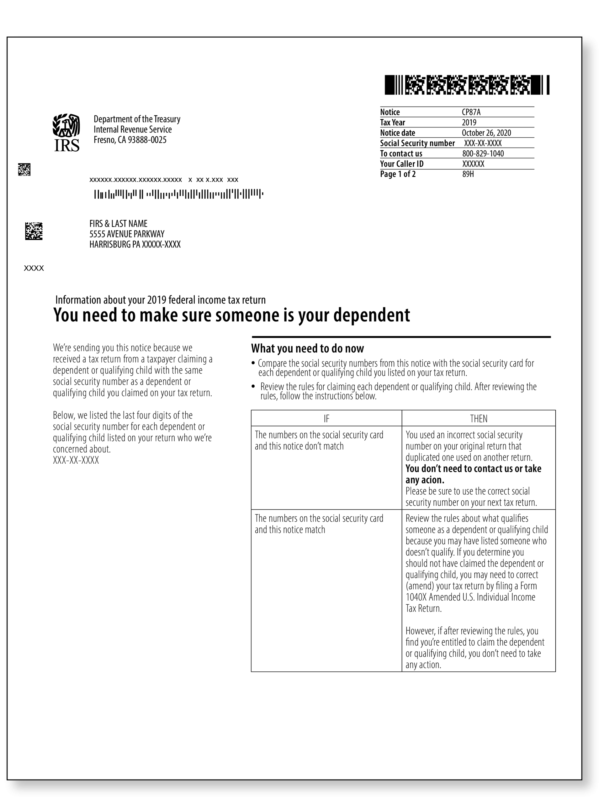 IRS CP87A You Need To Make Sure Someone Is Your Dependent