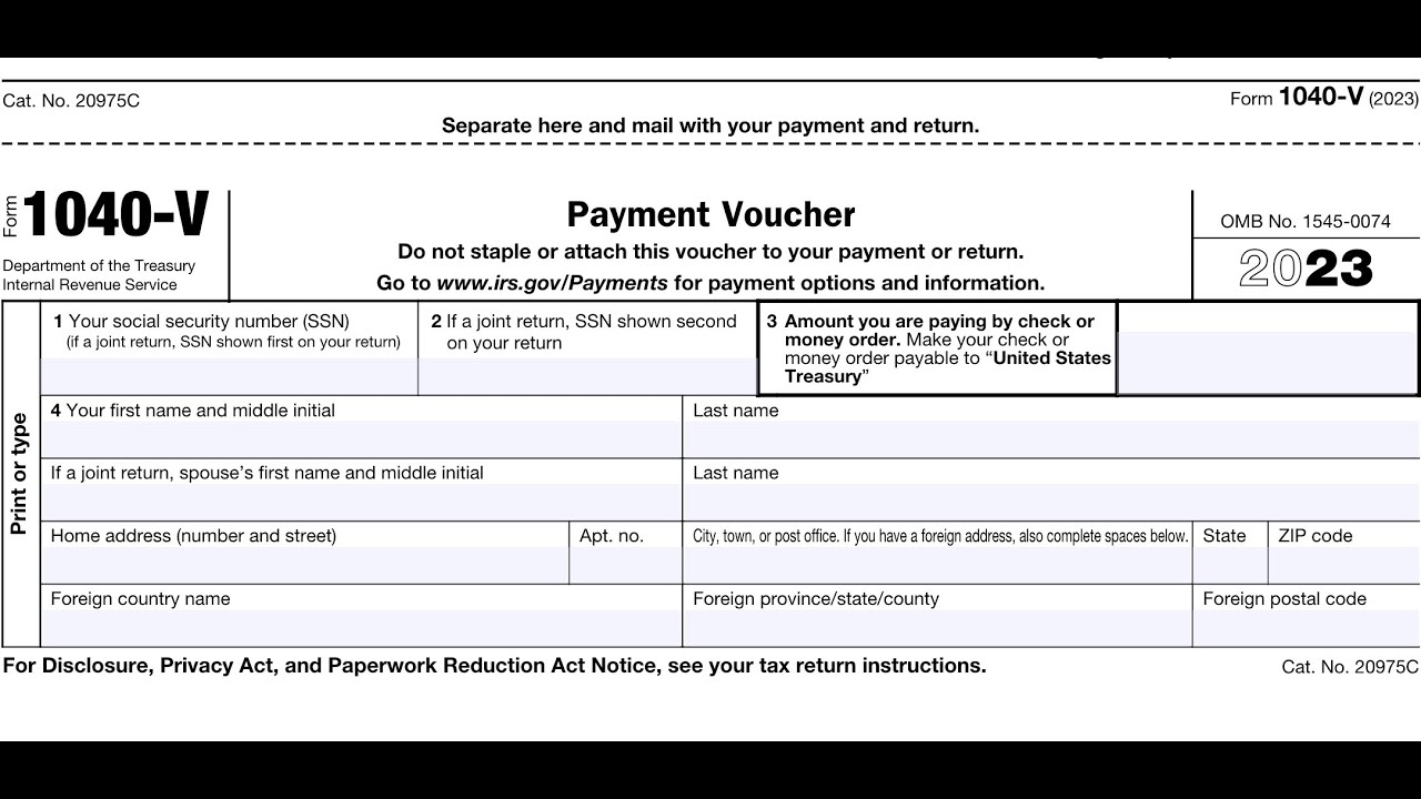 Irs 2024 Form 1040 V Payment Voucher