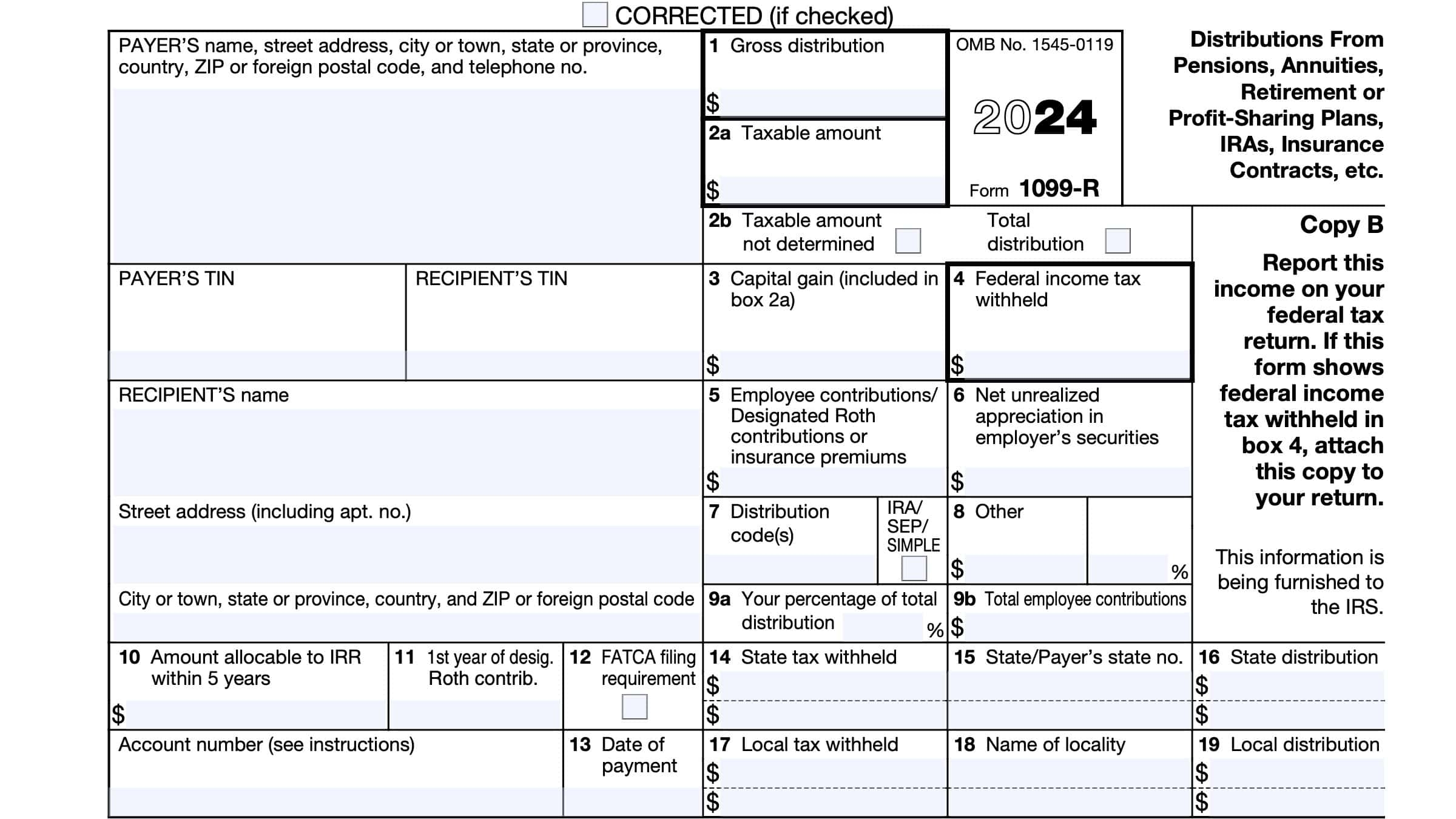 IRS Form 1099 R Instructions Retirement Distributions Understood
