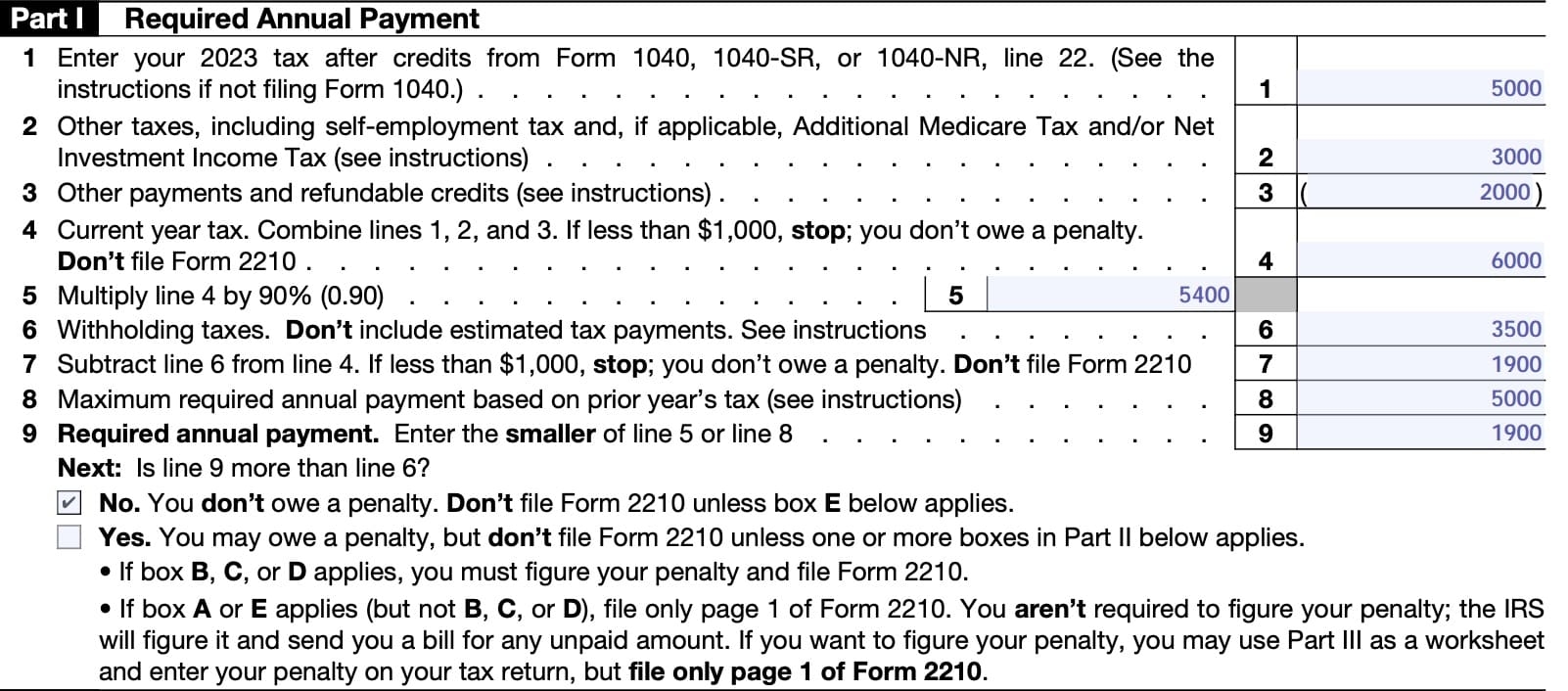 Irs Form 2210 2022