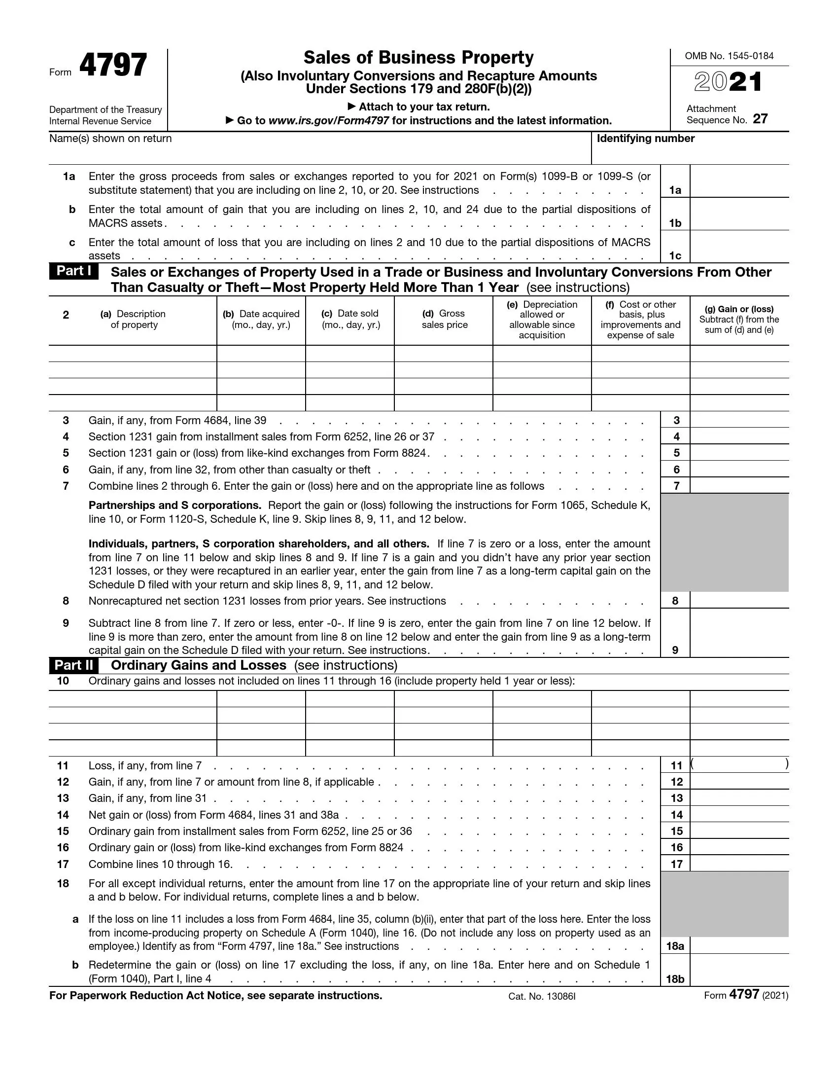 IRS Form 4797 Fill Out Printable PDF Forms Online