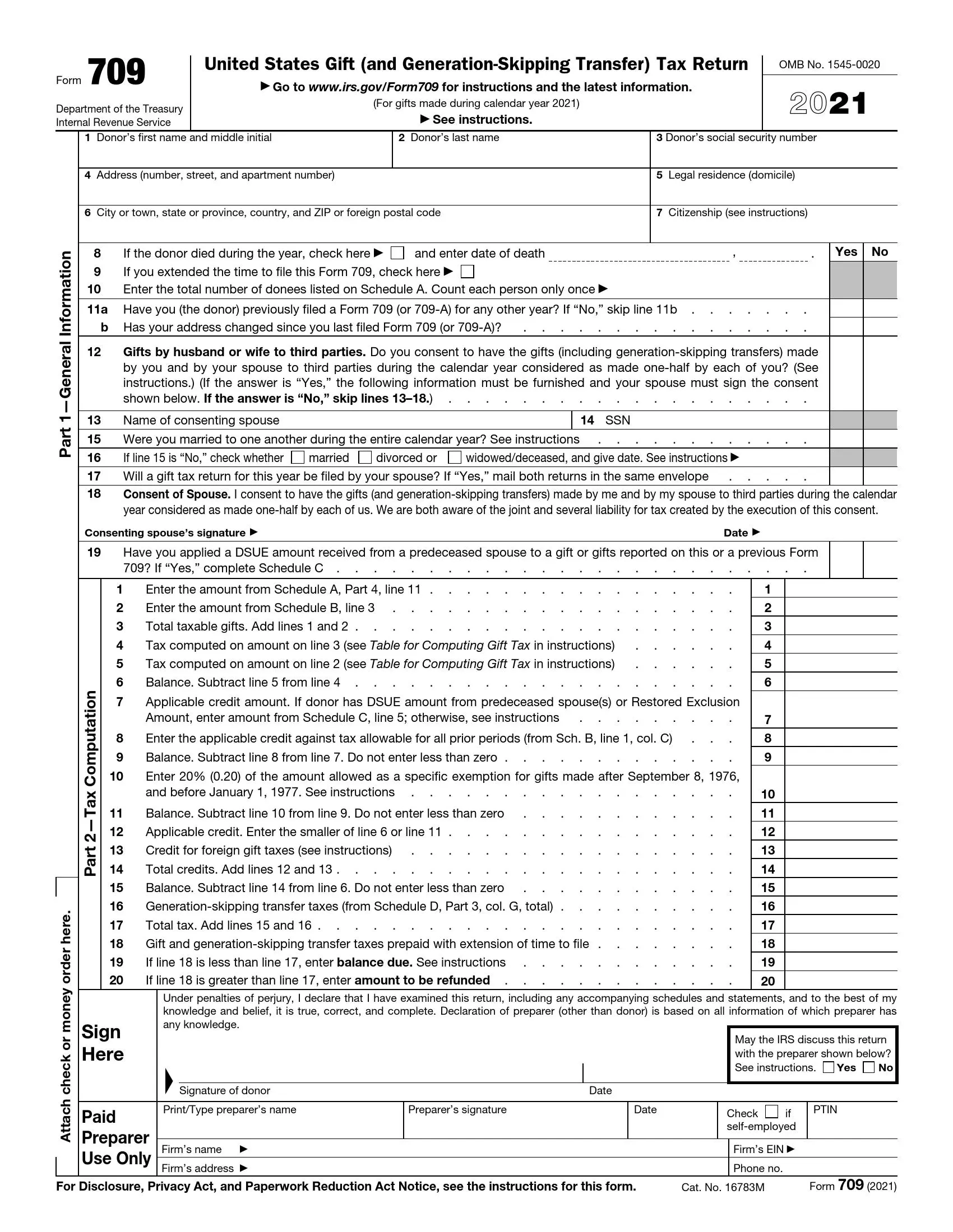 Completed Sample Irs Form 709 Gift Tax Return