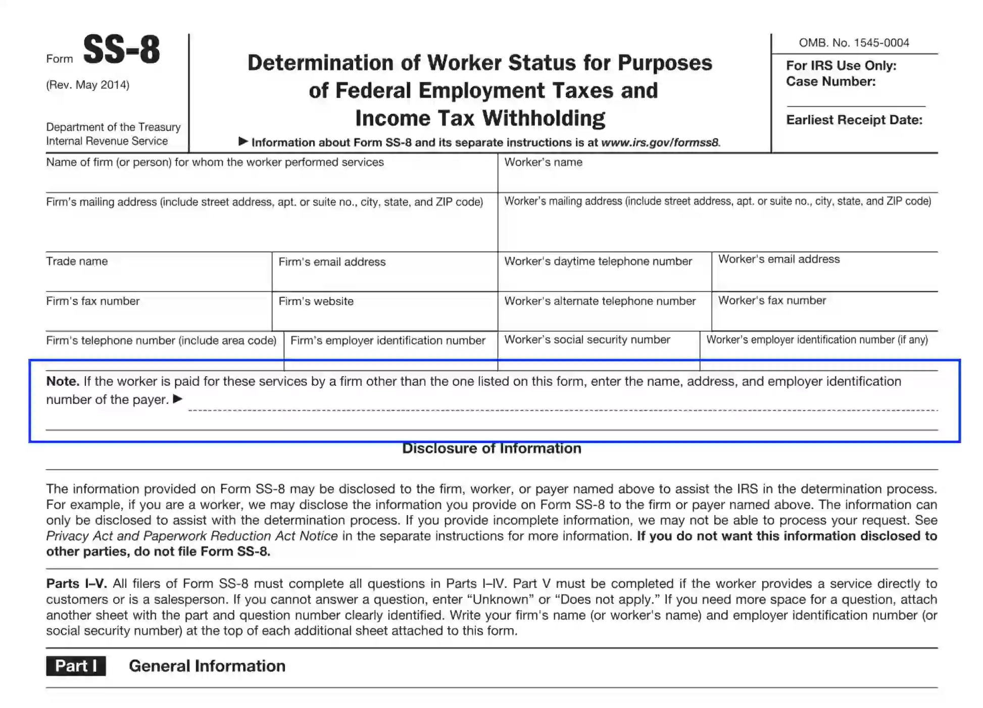 IRS Form SS 8 Fill Out Printable PDF Forms Online