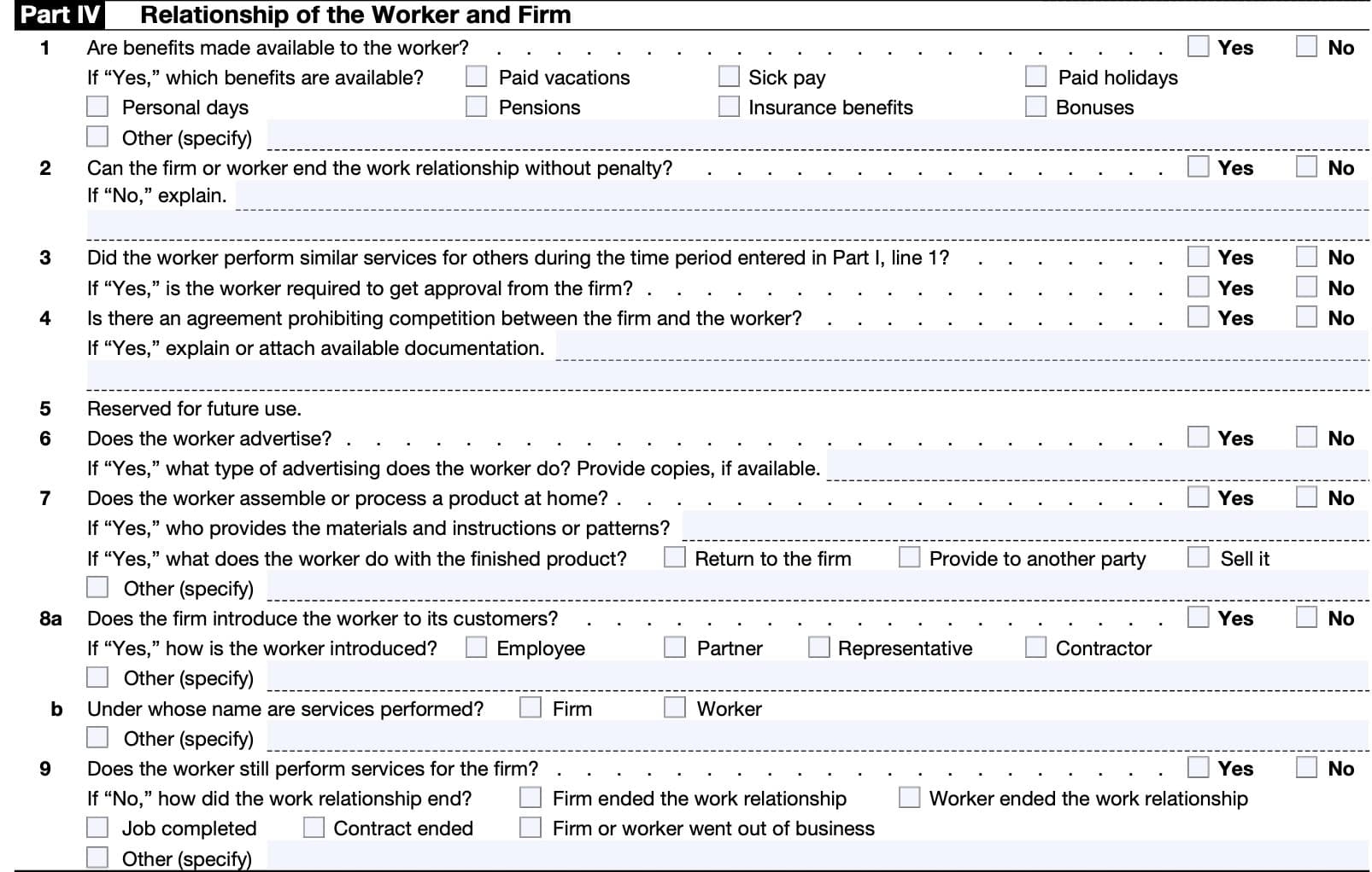 IRS Form SS 8 Instructions IRS Determination Of Worker Status