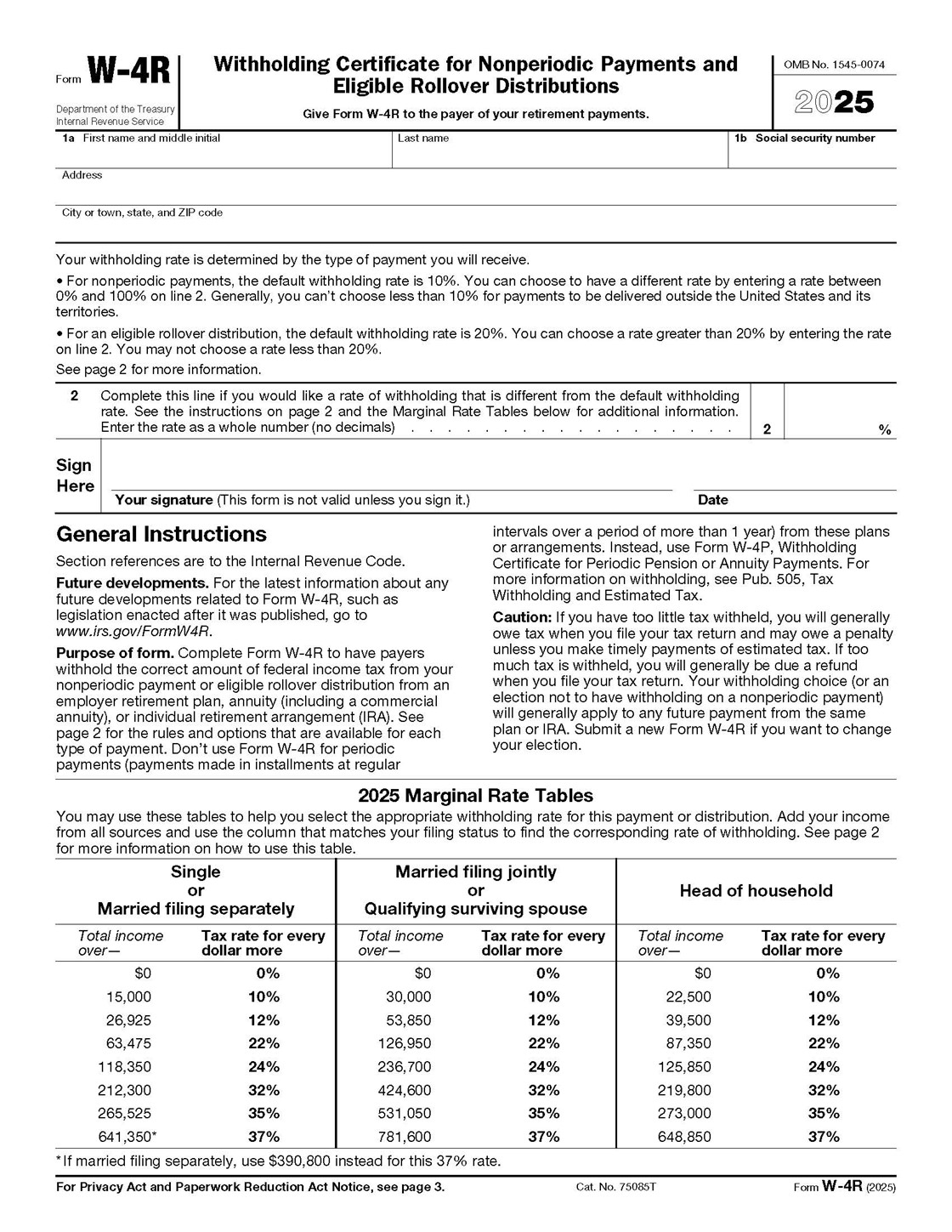 W4 2025 Form Pdf