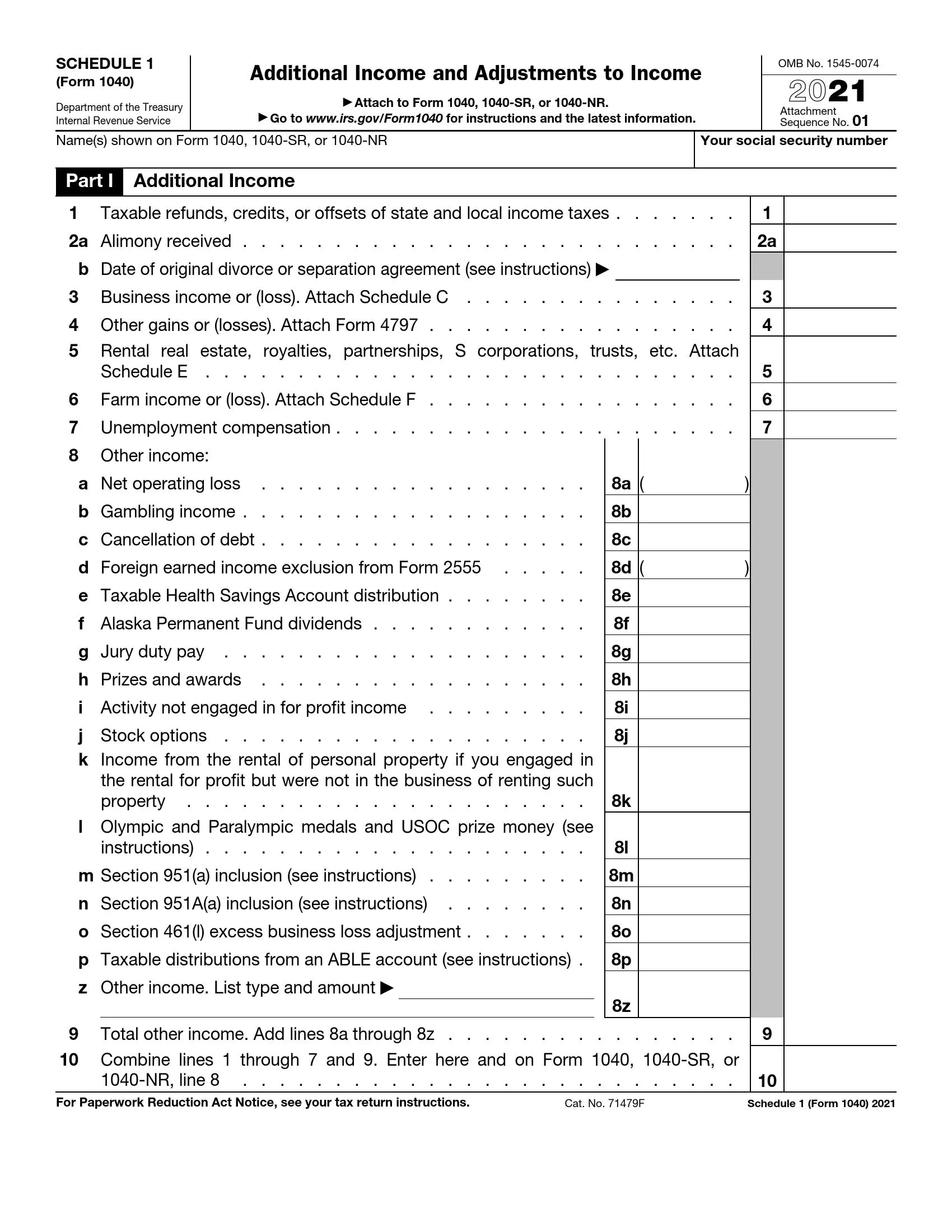 Printable Form 1040 For 2021