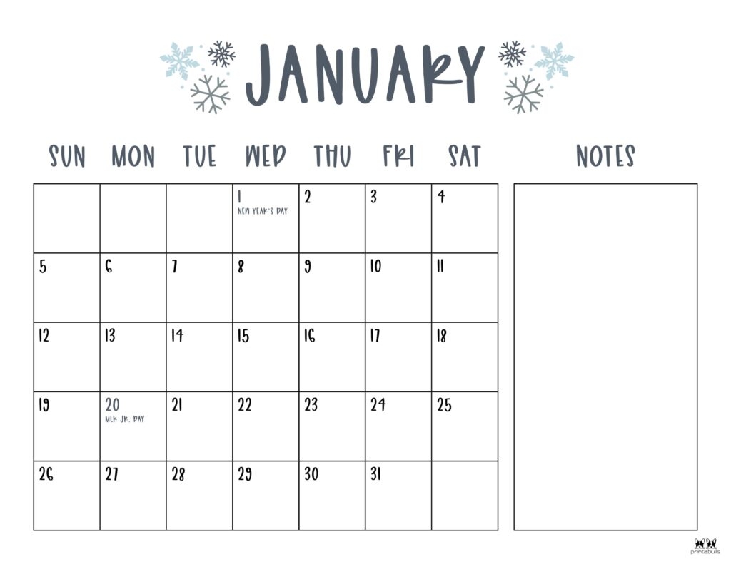 Blank 2025 Calendar Printable With Holidays