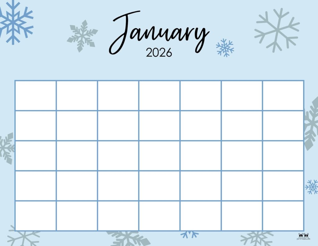 Blank Printable January 2026 Calendar