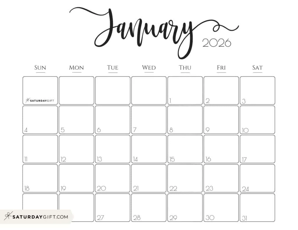 January 2026 Calendar Printable Free Pdf