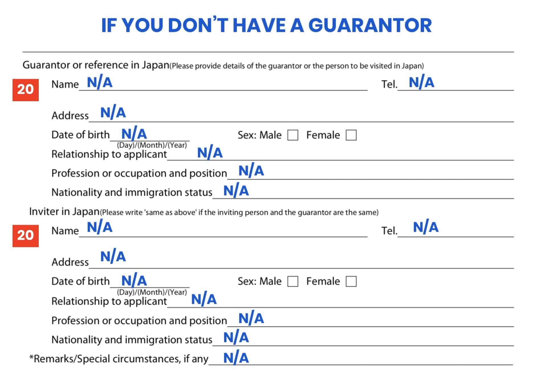 Japan Visa Application Form 2024 Sample