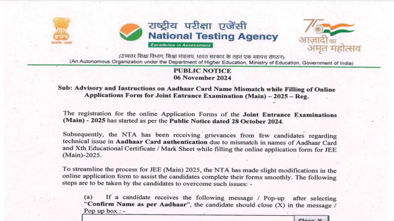 JEE Main 2025 Registration 2025 NTA Issues Key Advisory On 
