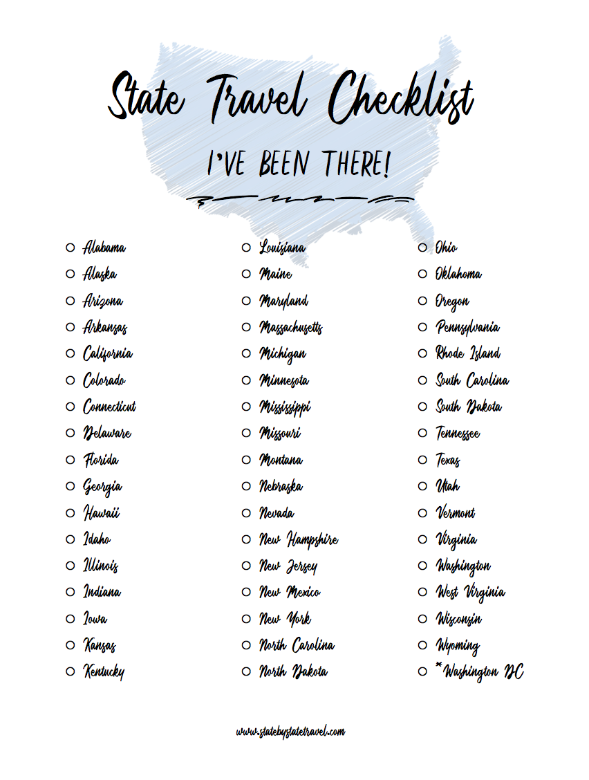 Free Printable List Of 50 States