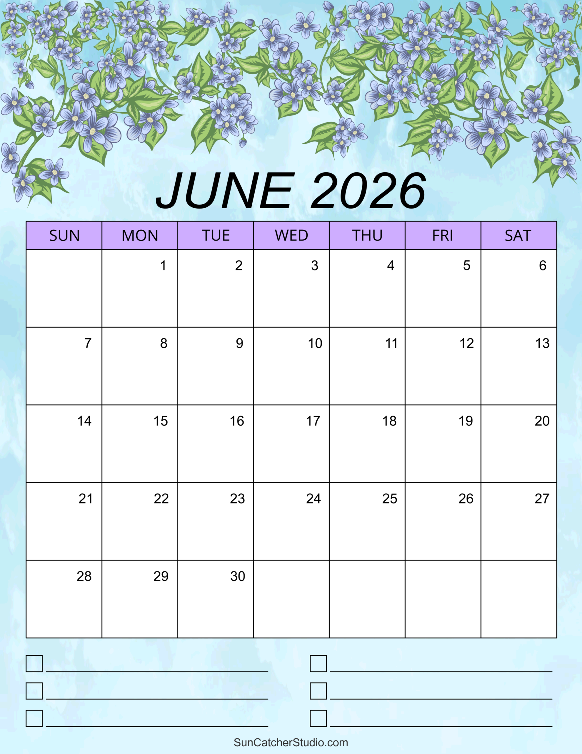 June 2026 Calendar Printable Pdf