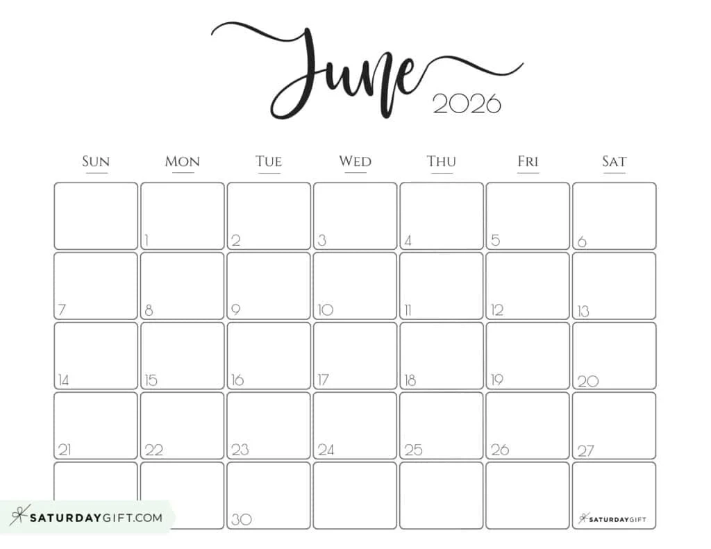 Calendar June July 2026 Blank