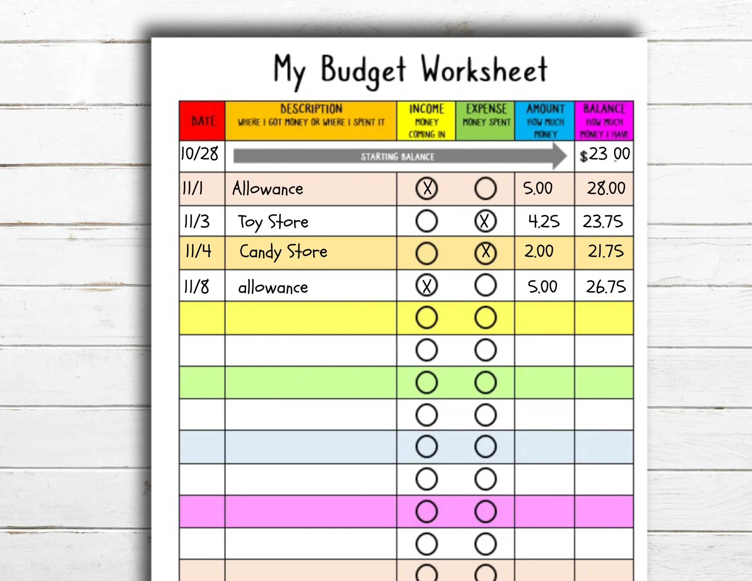 Kids Budgeting Worksheet Instant Download Etsy Ireland