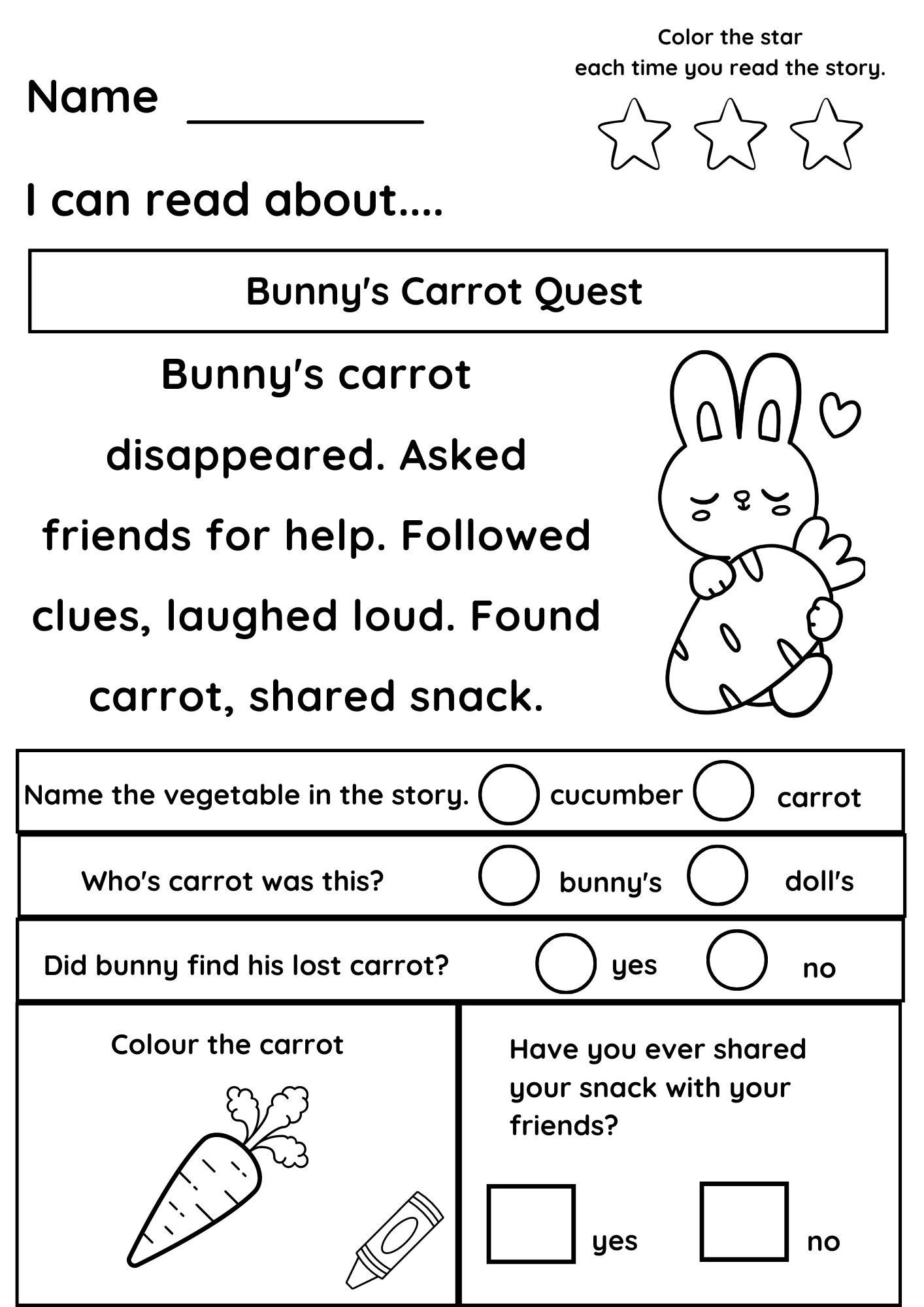 Printable Reading Worksheets