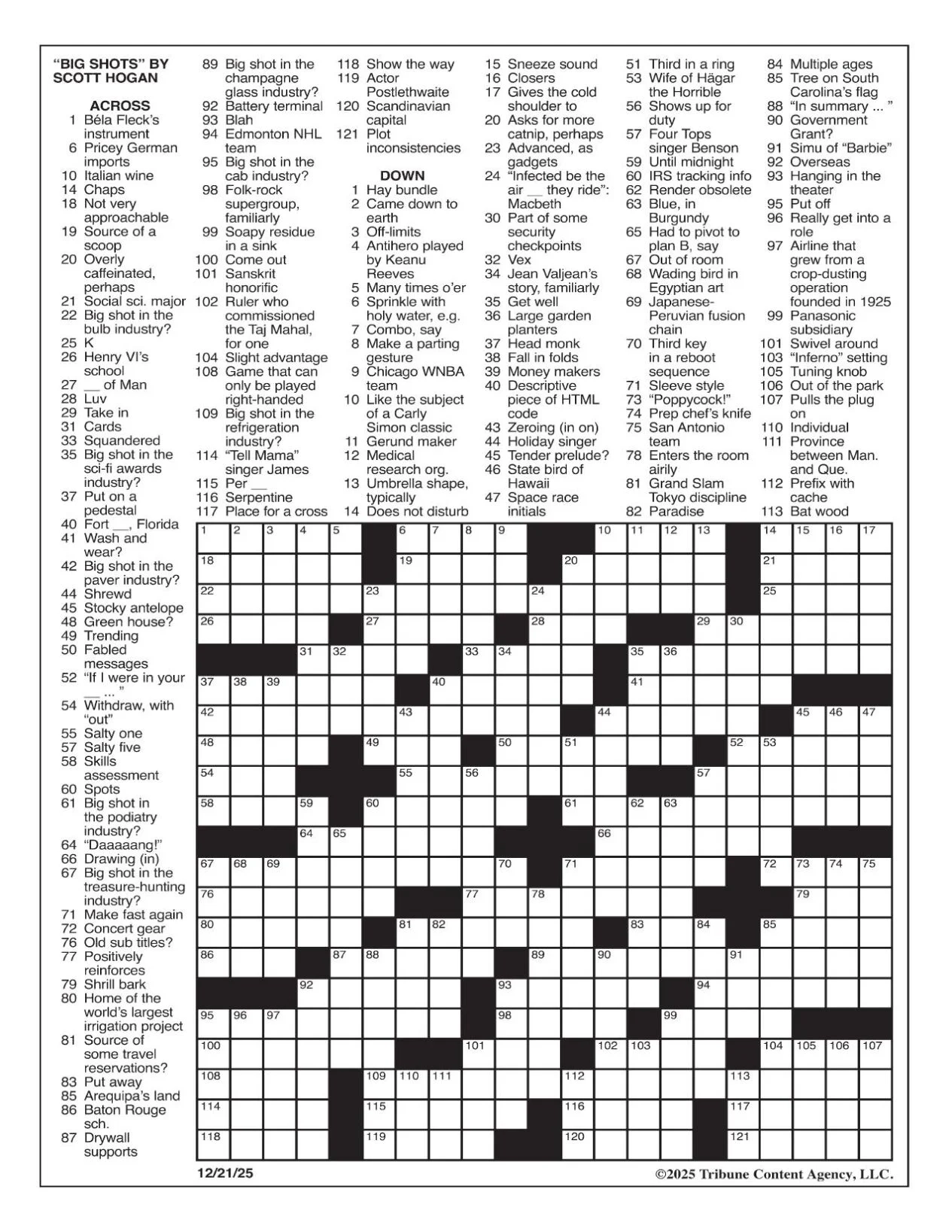 LA Times Crossword Dec 21 2025 Crosswords Yakimaherald