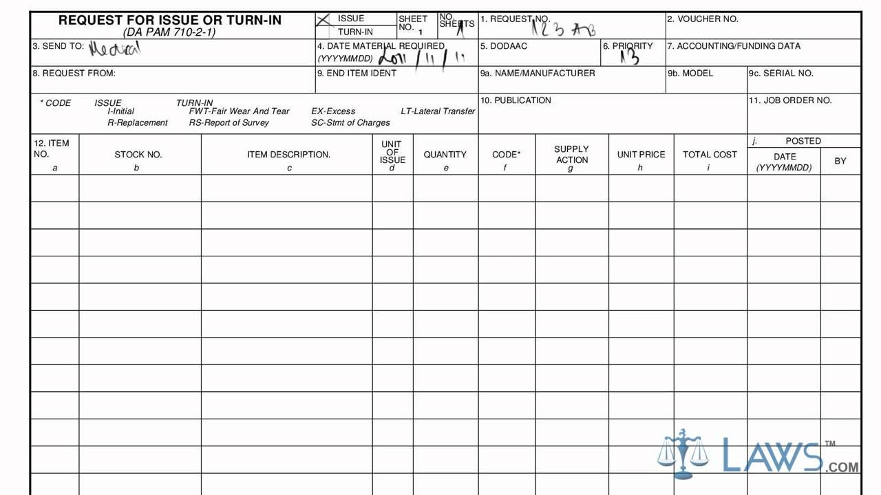 Learn How To Fill The DA Form 3161 Request For Issue Or Turn in