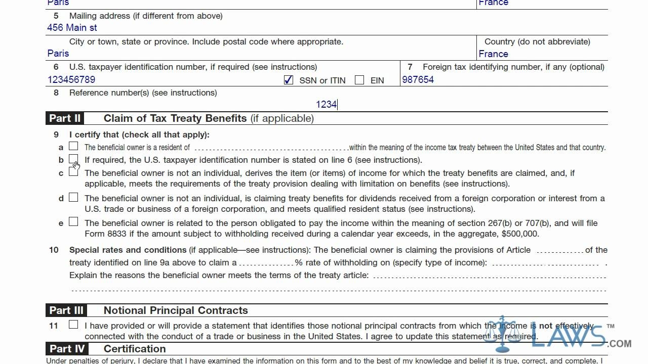Irs W-8 Form 2025