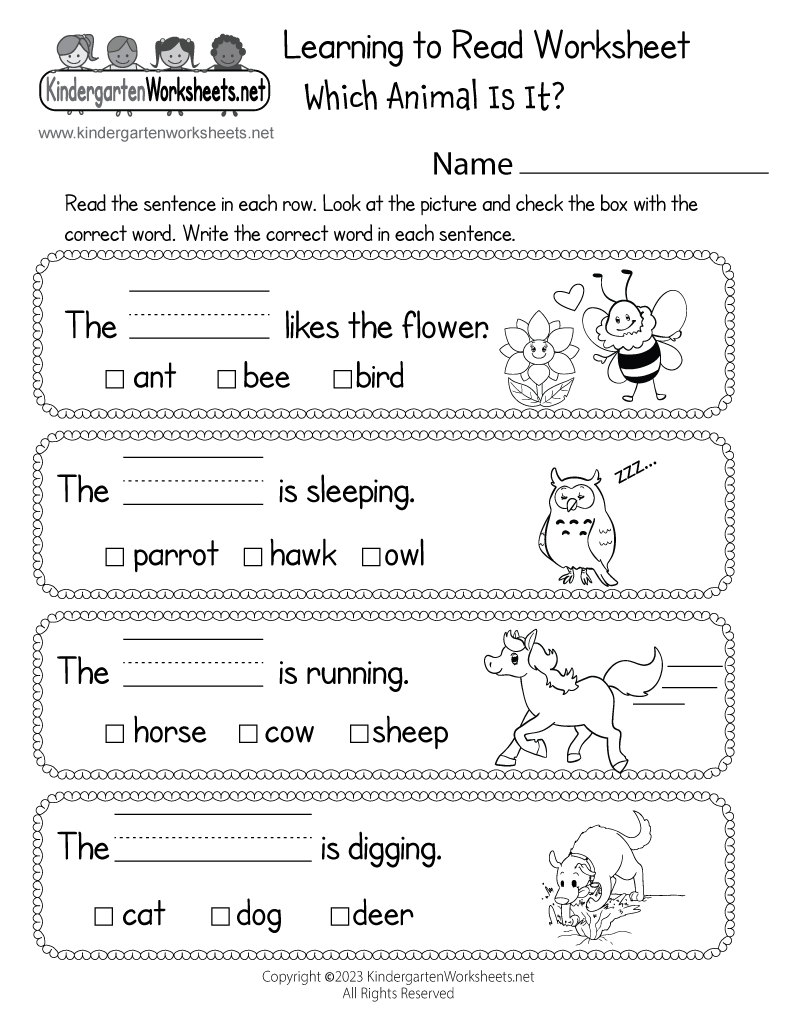 Kindergarten Learning Worksheets Printable