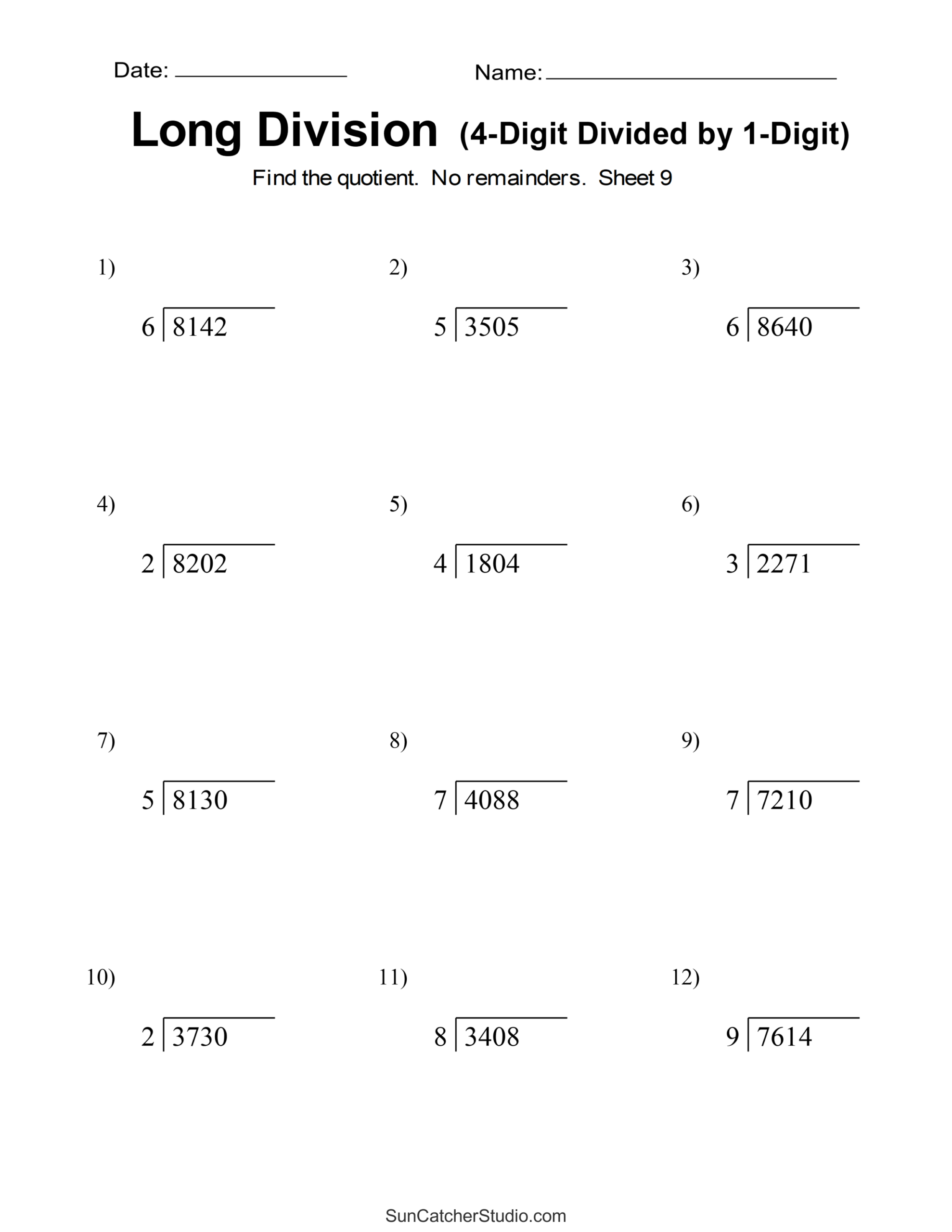 Division For 5th Graders Printable Worksheets