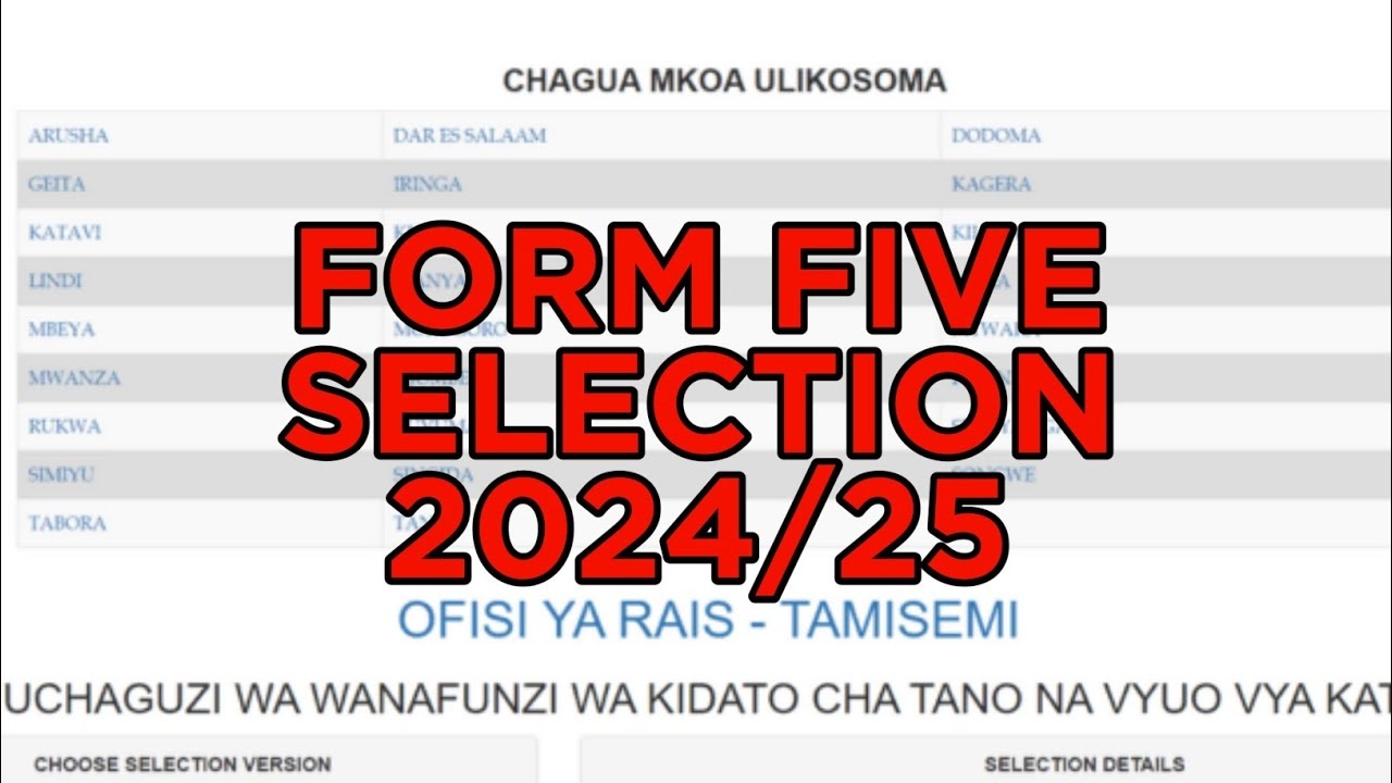 MAJINA YOTE YA WALIO CHAGULIWA KUJIUNGA KIDATO CHA TANO NA CHUO 2024 2025