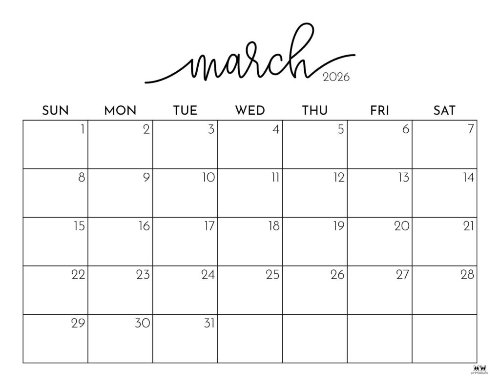 March 2026 Calendar Free Printable