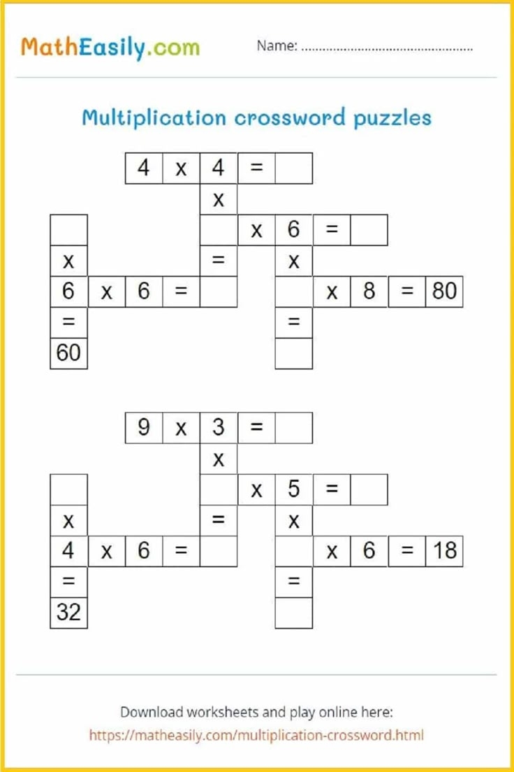 Math Crossword Puzzles