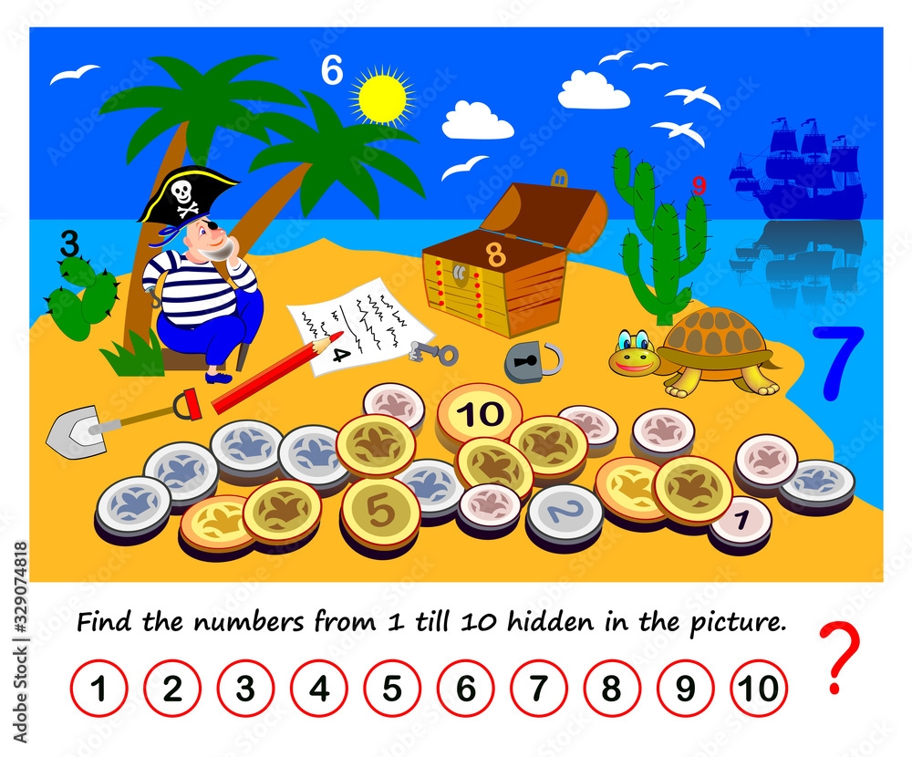 Math Education For Children Logic Puzzle Game Find The Numbers 