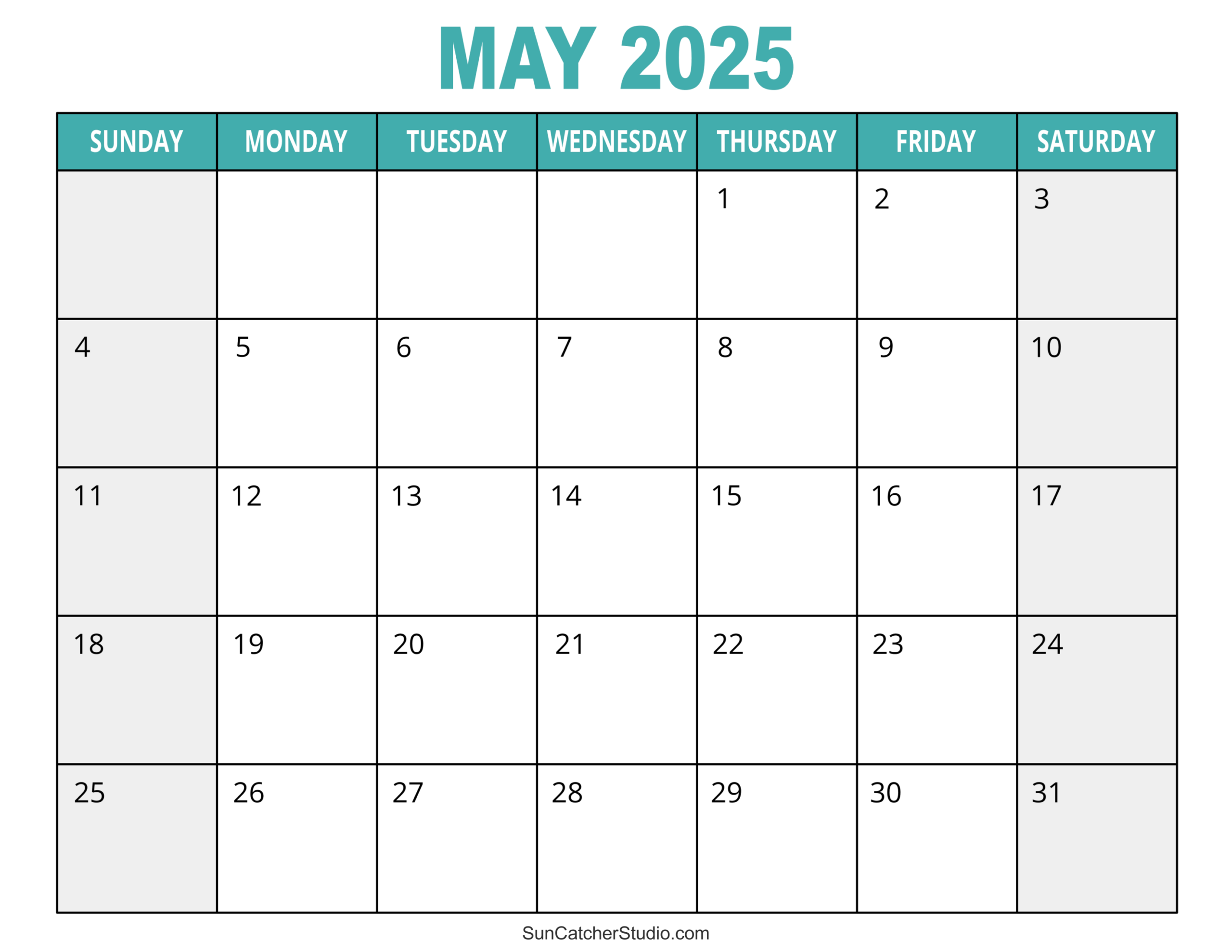 Blank Calendar 2025 Printable Free Download