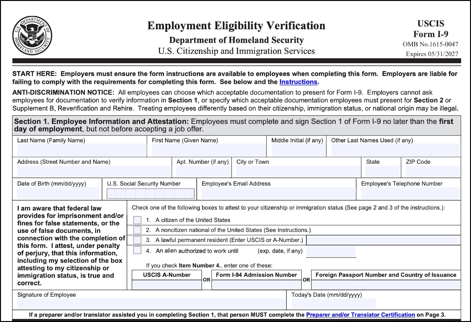 2025 I 9 Form Printable