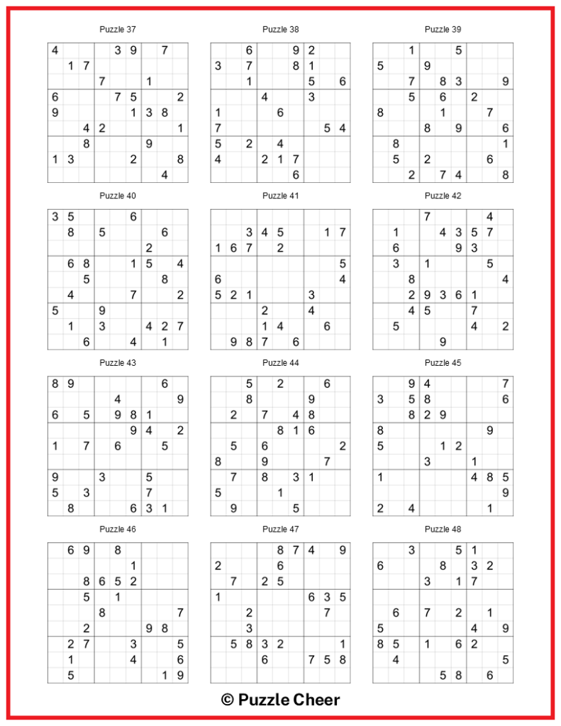 Sudoku Puzzles Printable Medium To Hard